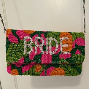 Beaded Bridal Clutch - removable shoulder chain